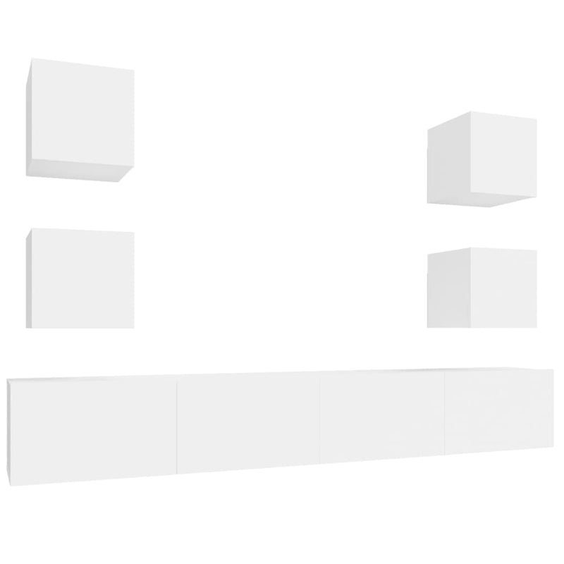 vidaXL 6 Piece TV Cabinet Set White Engineered Wood
