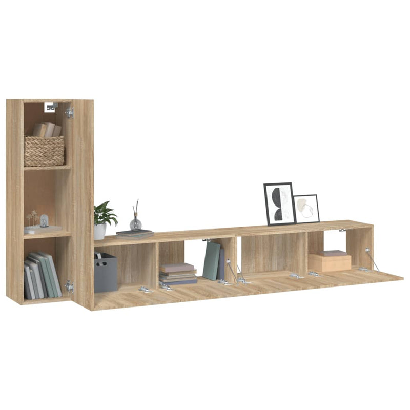 vidaXL 3 Piece TV Cabinet Set Sonoma Oak Engineered Wood