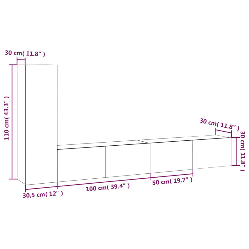 vidaXL 3 Piece TV Cabinet Set Sonoma Oak Engineered Wood