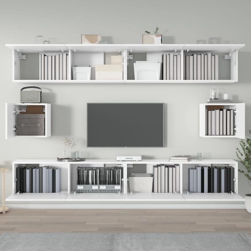vidaXL 6 Piece TV Cabinet Set White Engineered Wood