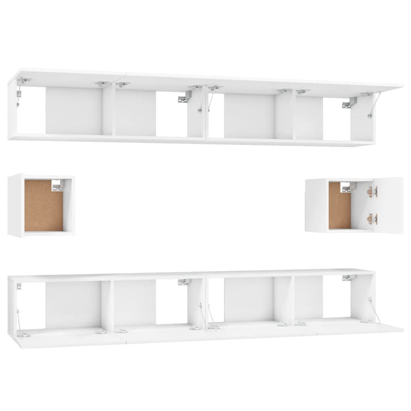 vidaXL 6 Piece TV Cabinet Set White Engineered Wood