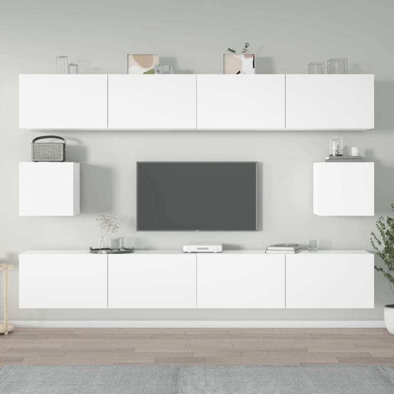 vidaXL 6 Piece TV Cabinet Set White Engineered Wood