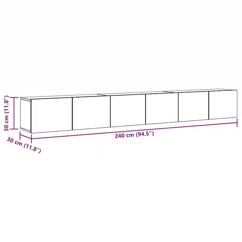 3 Piece TV Cabinet Set White Engineered Wood