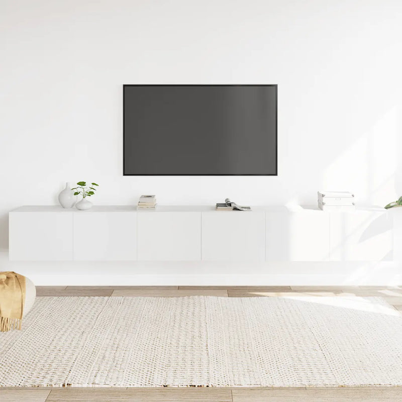 3 Piece TV Cabinet Set White Engineered Wood