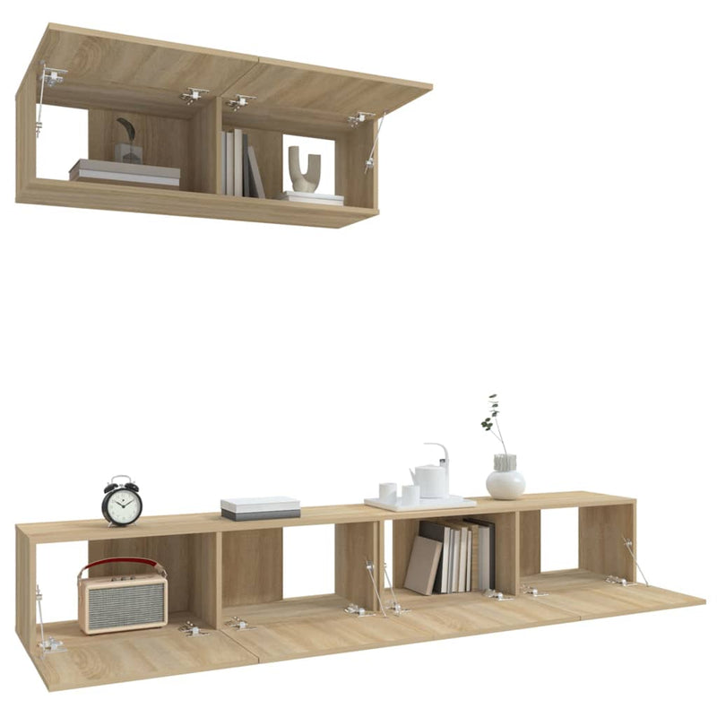 vidaXL 3 Piece TV Cabinet Set Sonoma Oak Engineered Wood
