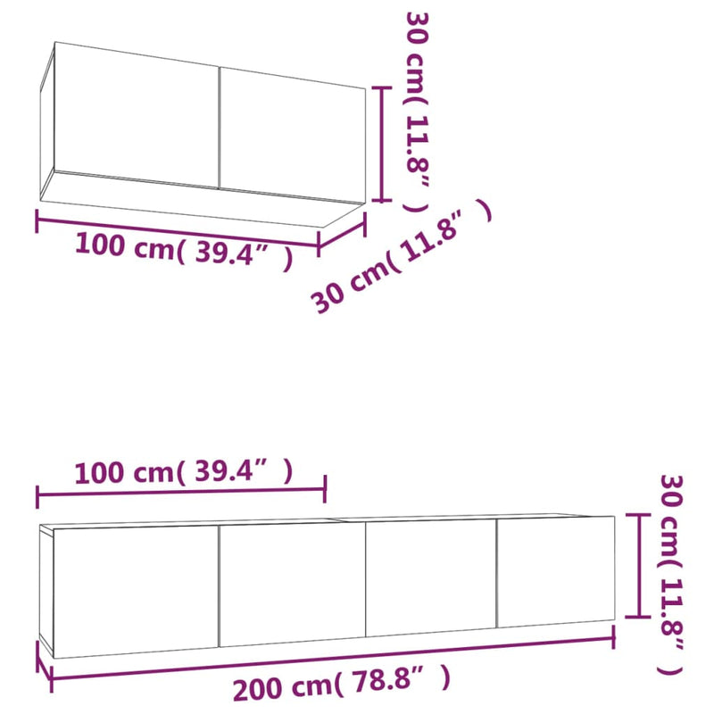 vidaXL 3 Piece TV Cabinet Set Sonoma Oak Engineered Wood