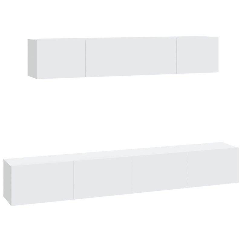 4 Piece TV Cabinet Set White Engineered Wood