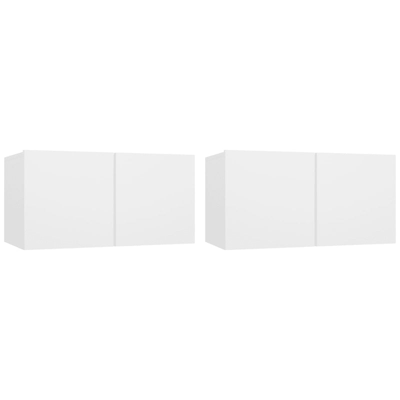 4 Piece TV Cabinet Set White Engineered Wood