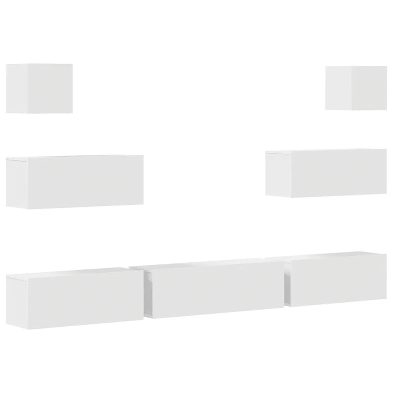 7 Piece TV Cabinet Set White Engineered Wood