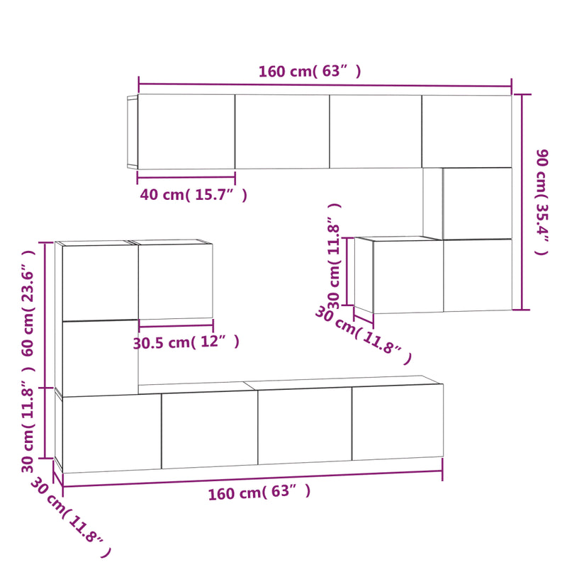 Wall-mounted TV Cabinet White Engineered Wood