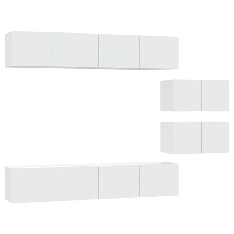 4 Piece TV Cabinet Set White Engineered Wood