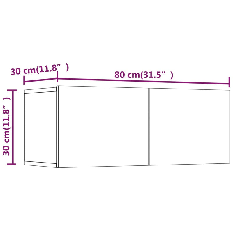 vidaXL 4 Piece TV Cabinet Set White Engineered Wood