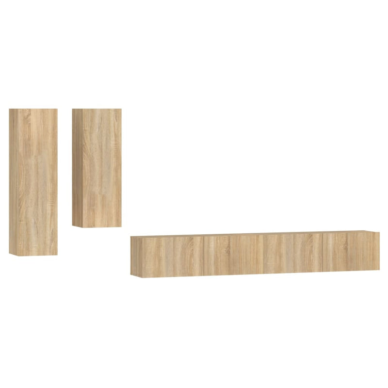 vidaXL 4 Piece TV Cabinet Set Sonoma Oak Engineered Wood
