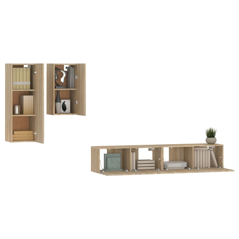 vidaXL 4 Piece TV Cabinet Set Sonoma Oak Engineered Wood