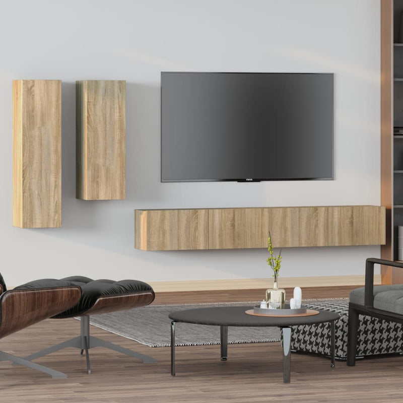 vidaXL 4 Piece TV Cabinet Set Sonoma Oak Engineered Wood