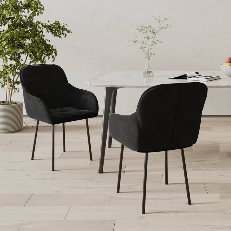 vidaXL Dining Chairs 2 pcs Black Velvet