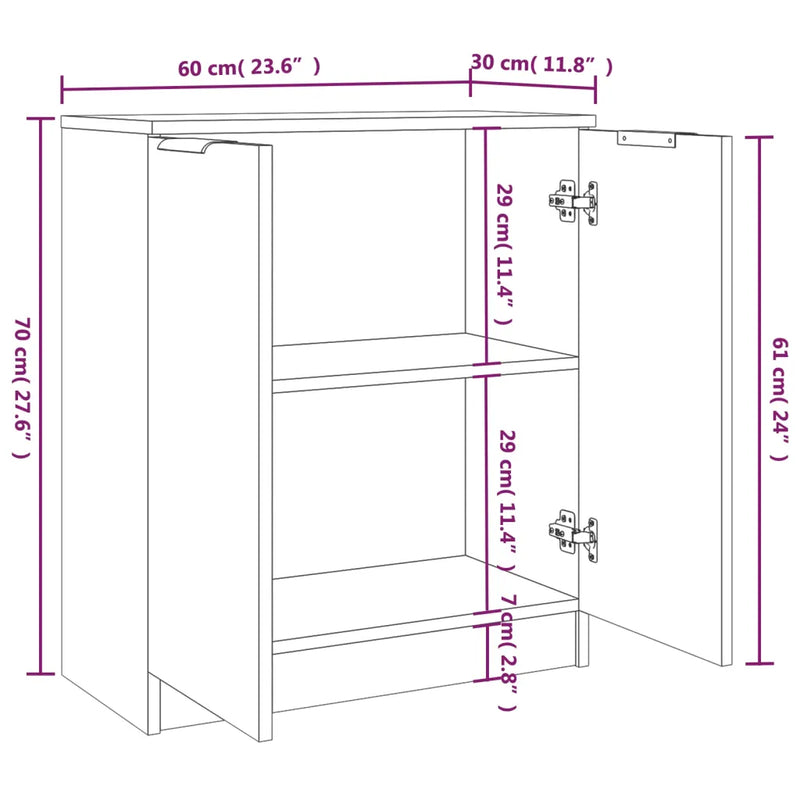 Sideboards 2 pcs Concrete Grey 60x30x70 cm Engineered Wood