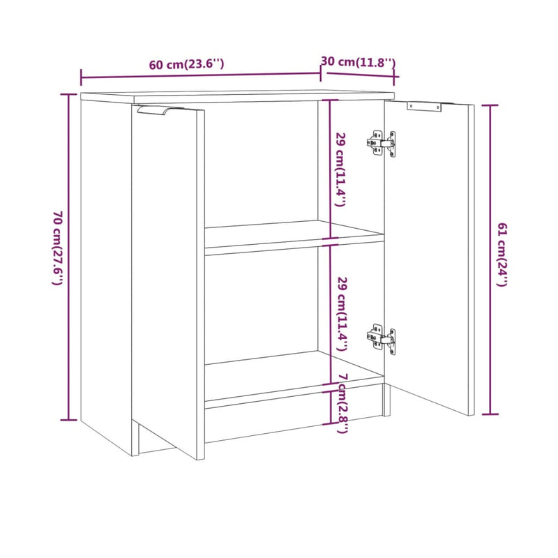 vidaXL 3 Piece Sideboards White Engineered Wood