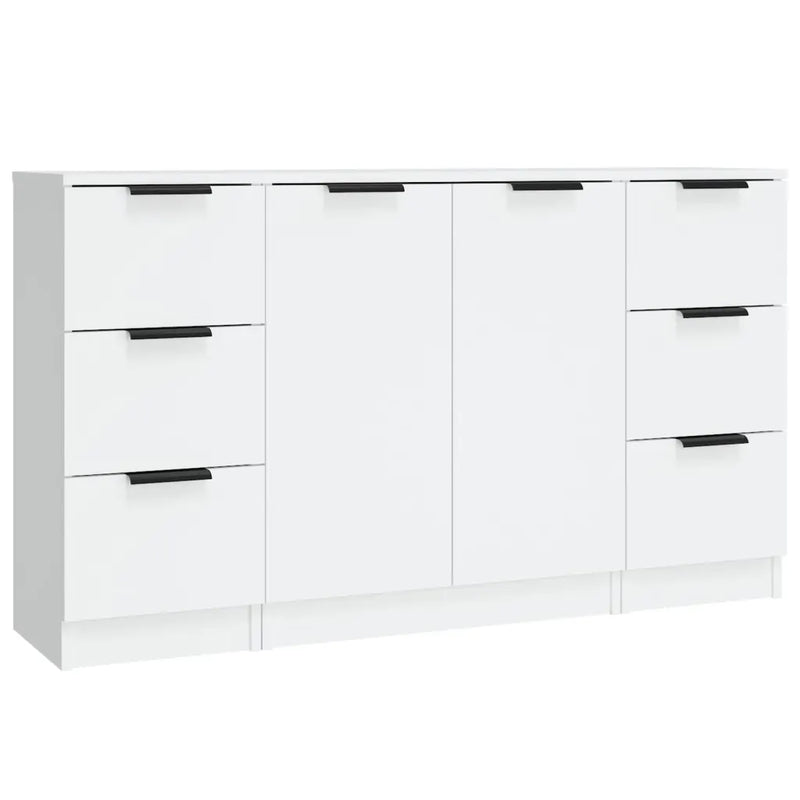 Sideboards 3 pcs White Engineered Wood