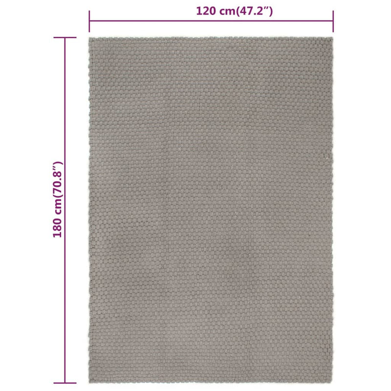 vidaXL Rug Rectangular Grey 120x180 cm Cotton
