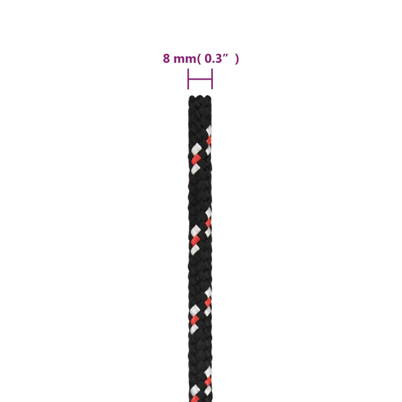 vidaXL Boat Rope Black 8 mm 50 m Polypropylene