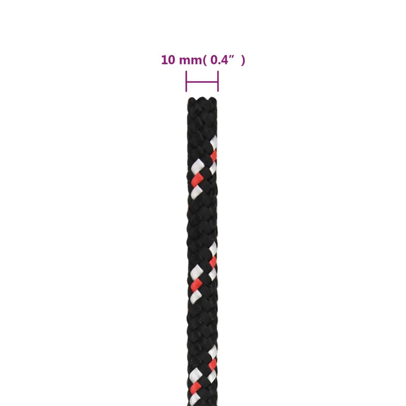 vidaXL Boat Rope Black 10 mm 100 m Polypropylene