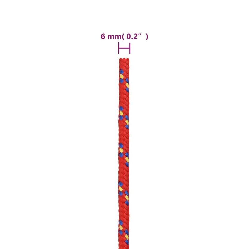 vidaXL Boat Rope Red 6 mm 25 m Polypropylene