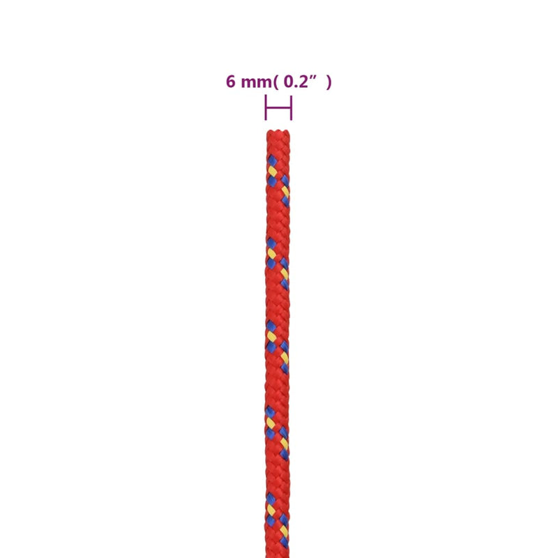 vidaXL Boat Rope Red 6 mm 50 m Polypropylene