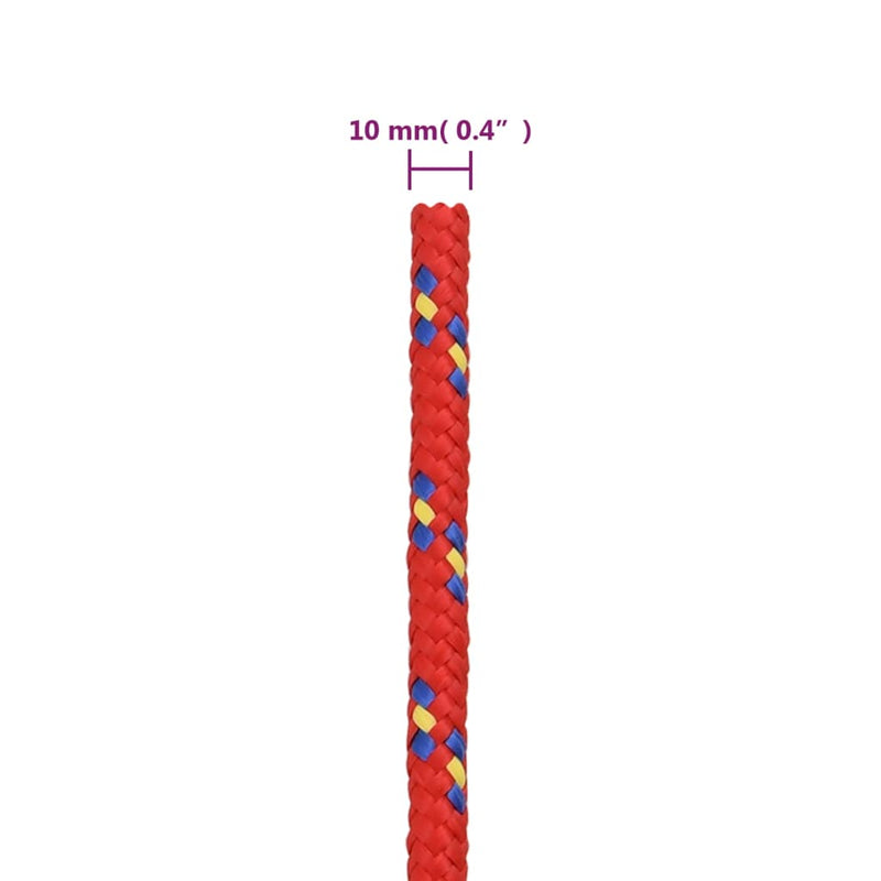 vidaXL Boat Rope Red 10 mm 100 m Polypropylene