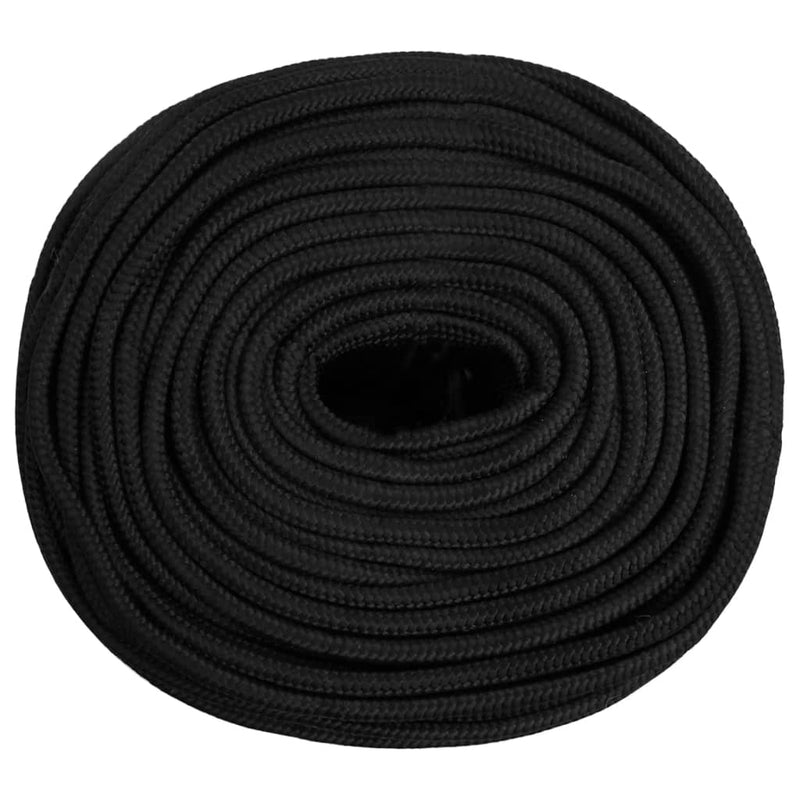 vidaXL Boat Rope Full Black 10 mm 50 m Polypropylene