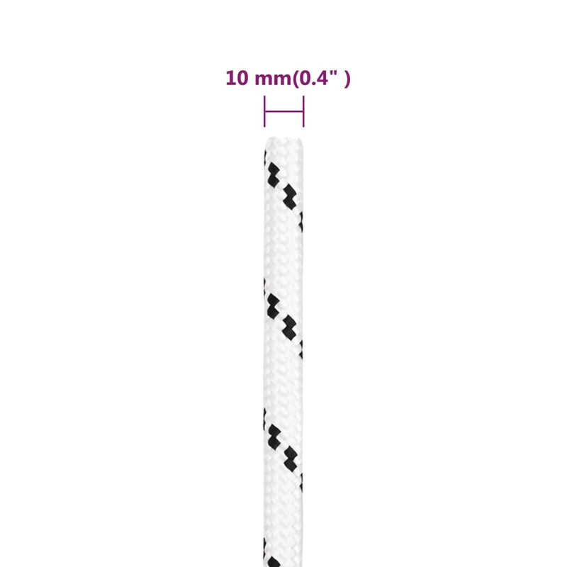 vidaXL Work Rope White 10 mm 100 m Polyester