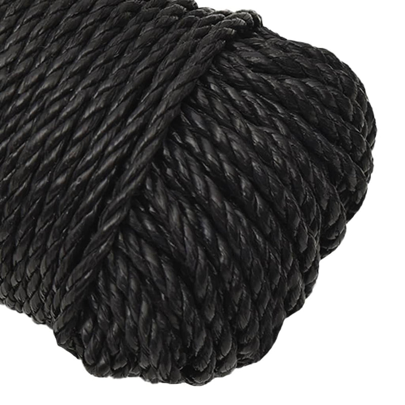 vidaXL Work Rope Black 6 mm 50 m Polypropylene