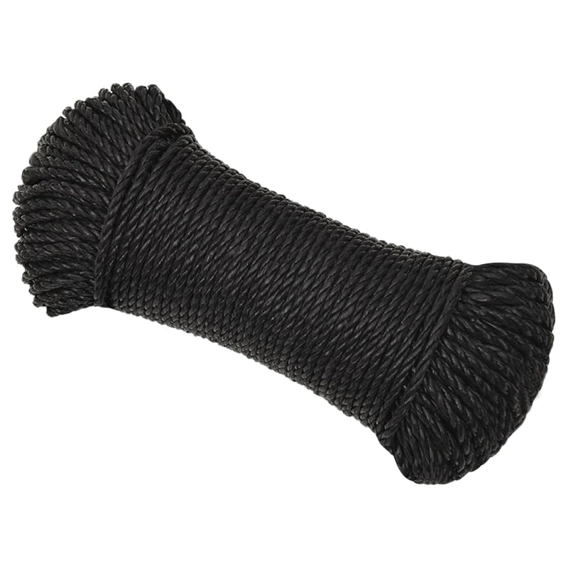 vidaXL Work Rope Black 8 mm 25 m Polypropylene
