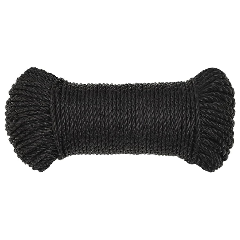 vidaXL Work Rope Black 8 mm 25 m Polypropylene
