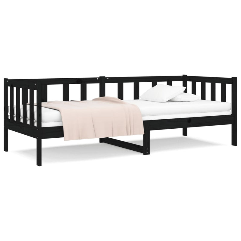 Day Bed Black 92x187 cm Single Size Solid Wood Pine