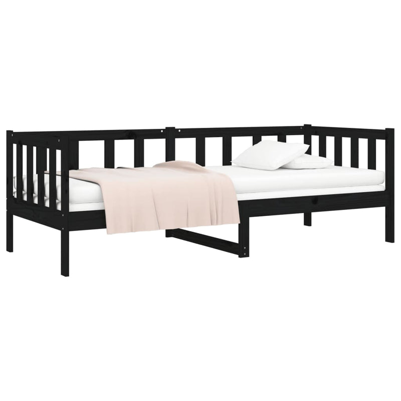 Day Bed Black 92x187 cm Single Size Solid Wood Pine