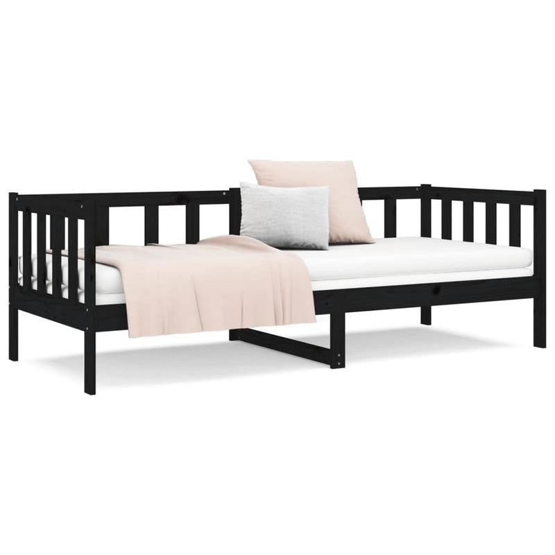 vidaXL Day Bed without Mattress Black 90x190 cm Solid Wood Pine