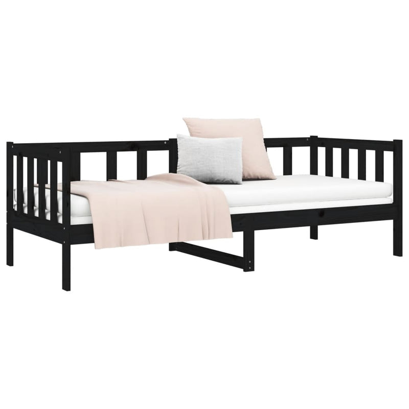 vidaXL Day Bed without Mattress Black 90x190 cm Solid Wood Pine