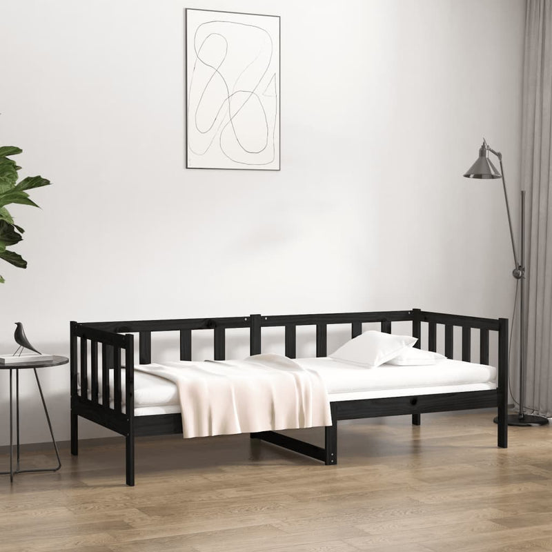 vidaXL Day Bed without Mattress Black 90x190 cm Solid Wood Pine
