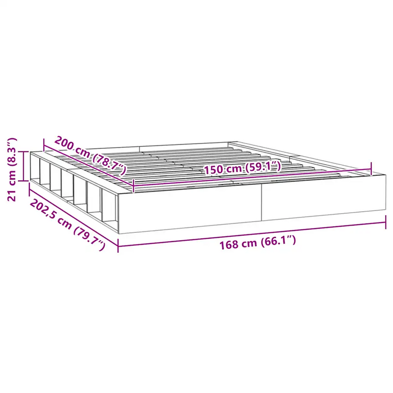 Bed Frame without Mattress 150x200 cm Solid Wood