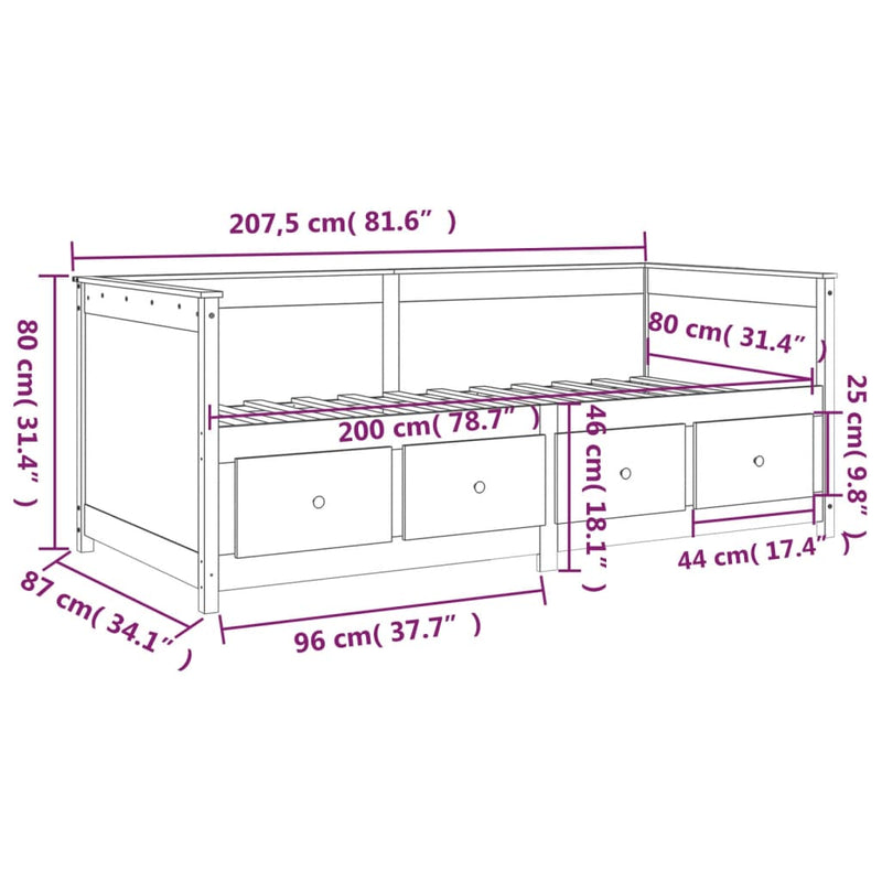 vidaXL Day Bed without Mattress 80x200 cm Solid Wood Pine