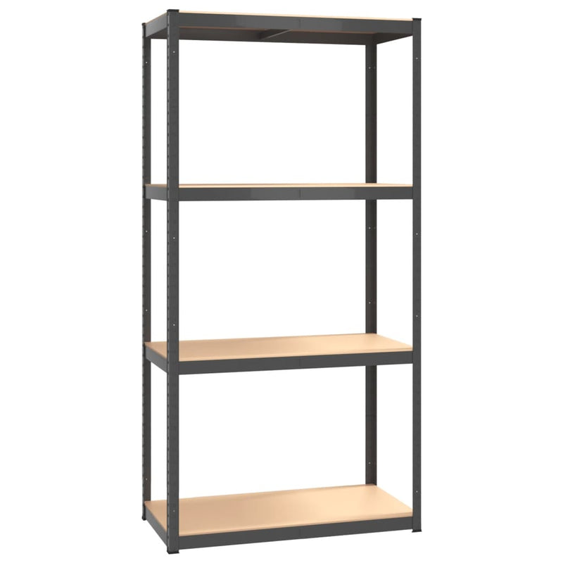 4-Layer Storage Shelf Anthracite Steel and Engineered Wood