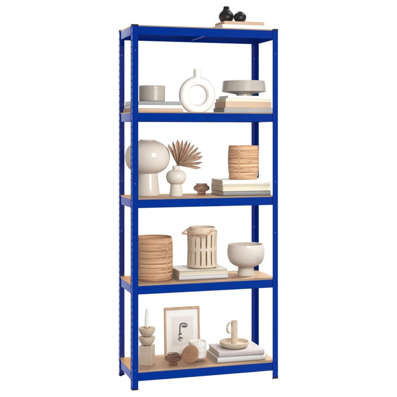 vidaXL 5-Layer Shelves 3 pcs Blue Steel and Engineered Wood