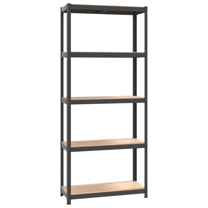 5-Layer Storage Shelf Anthracite Steel and Engineered Wood