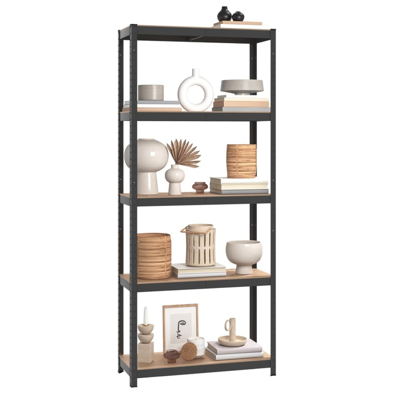 5-Layer Storage Shelf Anthracite Steel and Engineered Wood