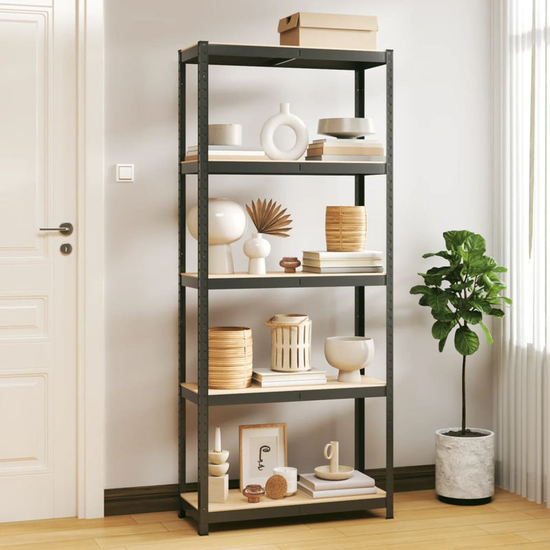 5-Layer Storage Shelf Anthracite Steel and Engineered Wood