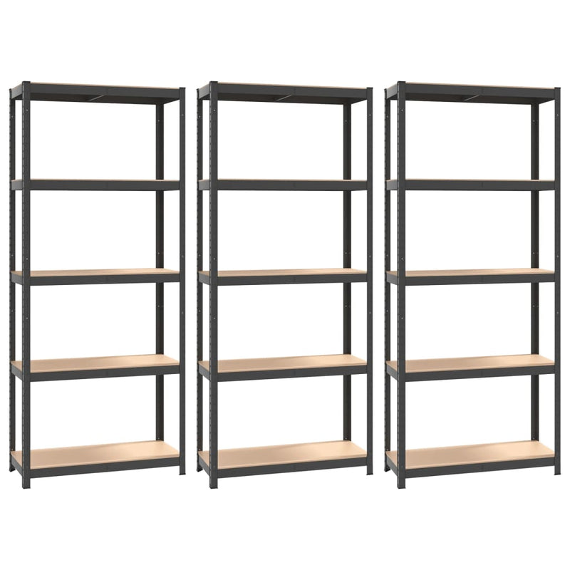 vidaXL 5-Layer Shelves 3 pcs Anthracite Steel and Engineered Wood