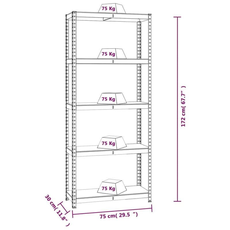 vidaXL 5-Layer Shelves 3 pcs Anthracite Steel and Engineered Wood