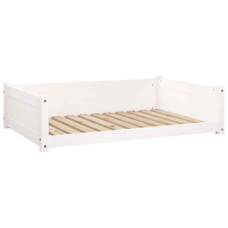 Dog Bed White 105.5x75.5x28 cm Solid Pine Wood