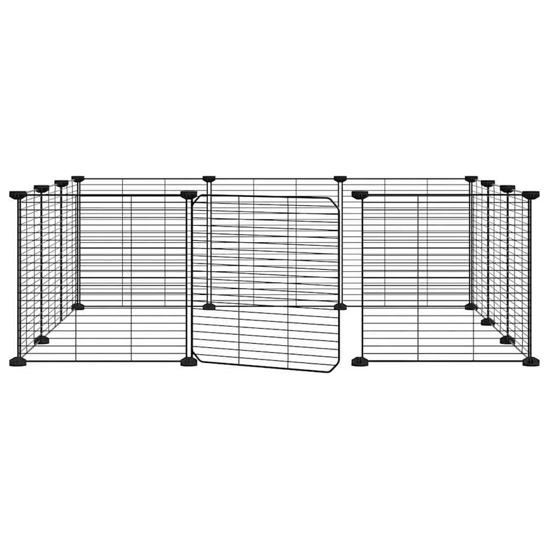 vidaXL 12-Panel Pet Cage with Door Black 35x35 cm Steel
